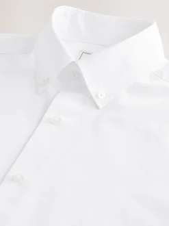 Blanc col boutonné - Slim Fit (Slim Fit) - Chemises intelligentes faciles d’entretien à poignets simples