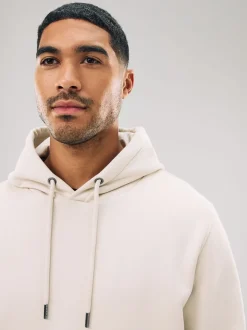 Blanc écru - Ajustement régulier - Sweat-shirt à capuche en jersey riche en coton épais