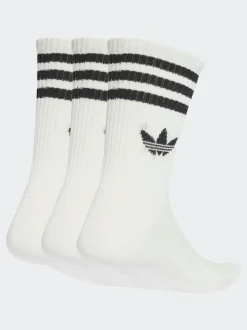 Blanc écru - Col rond - adidas Originals 3-Rayures Chaussettes Col rond 3 paires