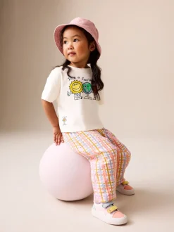 Blanc écru - Ensemble haut à manches courtes et pantalon tonneau Smiley (3mois7ans)