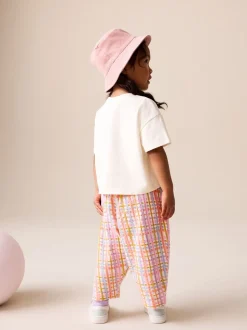 Blanc écru - Ensemble haut à manches courtes et pantalon tonneau Smiley (3mois7ans)