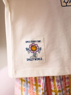 Blanc écru - Ensemble haut à manches courtes et pantalon tonneau Smiley (3mois7ans)