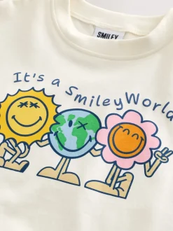 Blanc écru - Ensemble haut à manches courtes et pantalon tonneau Smiley (3mois7ans)