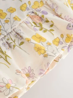 Blanc écru à fleurs - T-shirt péplum à manches courtes (3mois-7ans)