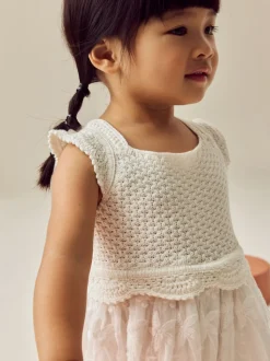 Blanc écru - Robe d'occasion en tricot (3mths-10yrs)