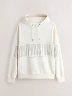 Blanc écru - Sweat à capuche Imprimé graphique