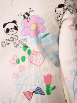 Blanc écru - T-shirt à manches longues en côtes (3mths-7yrs)