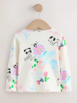 Blanc écru - T-shirt à manches longues en côtes (3mths-7yrs)