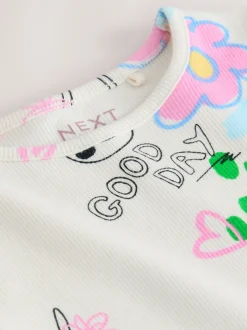 Blanc écru - T-shirt à manches longues en côtes (3mths-7yrs)