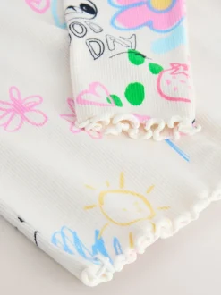 Blanc écru - T-shirt à manches longues en côtes (3mths-7yrs)