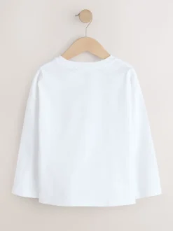 Blanc cœurs arc-en-ciel - Haut à manches longues à sequins (3-16ans)