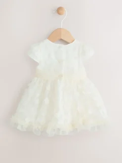 Blanc 3D fleurs - Robe d'occasion pour bébé (0mths-2yrs)