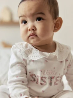 Blanc Little Sister - Combinaison de nuit BÉBÉ famille (0-2ans)