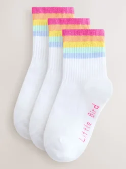 Blanc pastel Rayures arc-en-ciel - Lot de 3 paires de chaussettes Little Bird by Jools Oliver