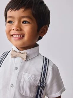 Blanc/ Pierre - Ensemble Baker by Ted Baker : Chemise, Pantalons et Bretelles