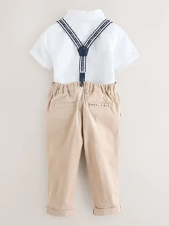 Blanc/ Pierre - Ensemble Baker by Ted Baker : Chemise, Pantalons et Bretelles