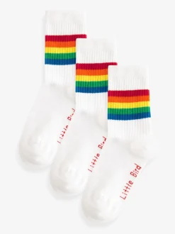 Blanc vif - Lot de 3 paires de chaussettes à tube Little Bird de Jools Oliver rayées