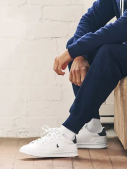 Blanc/Bleu - Baskets Polo Ralph Lauren Heritage Court II en cuir