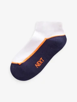 Blanc/Bleu - Chaussettes d'entraînement Semelle intérieure coussinée 7 Pack
