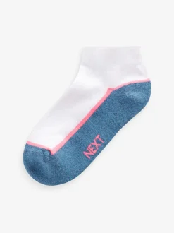 Blanc/Bleu - Chaussettes d'entraînement Semelle intérieure coussinée 7 Pack