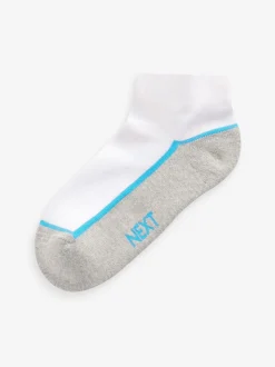 Blanc/Bleu - Chaussettes d'entraînement Semelle intérieure coussinée 7 Pack