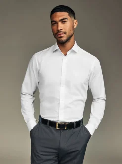 Blanc/Bleu - Lot de 3 chemises élégantes Coupesoles Easy Care texturées à poignets simples