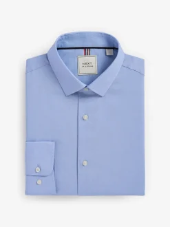 Blanc/Bleu - Lot de 3 chemises élégantes Coupesoles Easy Care texturées à poignets simples