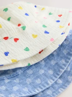 Blanc/Bleu - Paquet de bonnets pour bébé 2 (0mois-2ans)