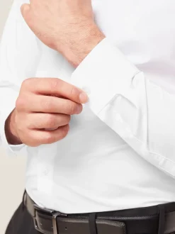 Blanc/bleu clair/rose clair - Lot de 3 chemises Oxford élégantes à manchette simple facile d’entretien