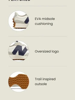 Blanc/bleu marine - New Balance 327 Trainers