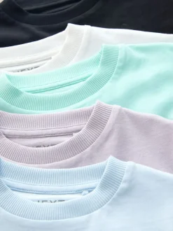 Blanc/bleu/vert/noir/violet - Lot de 5 petits T-shirts graphiques à manches courtes (3mois-7ans)