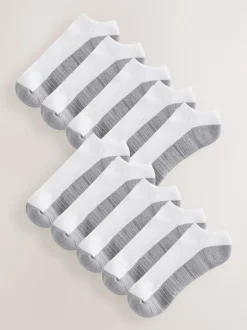 Blanc/Gris - Lot de 10 - Chaussettes de sport rembourrées