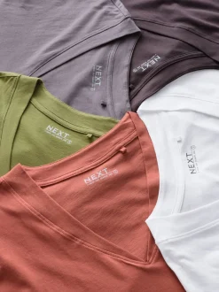 Blanc/gris/kaki/rouille/marron - 5 de t-shirts Colen V Mancherons % 100