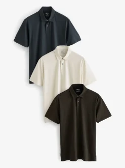 Blanc/Marine/Noir ou Geos - Polo en jersey Manches courtes 3 Pack