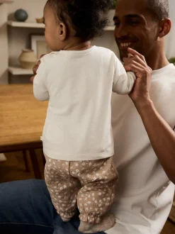 Blanc/marron - Ensemble Bébé haut et Pantalons à manches longues 2 Pièces (0mois-2ans)