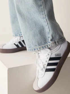 Blanc/Noir - adidas Vl Cour 3.0 Baskets enfant en daim à lacets