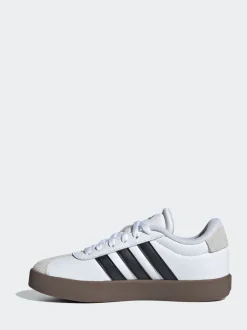 Blanc/Noir - adidas Vl Cour 3.0 Baskets enfant en daim à lacets