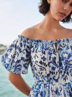 Blanc/Noir - Combinaison à épaules dénudées