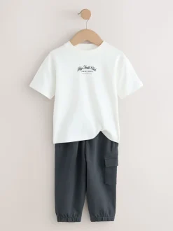 Blanc/Noir - Ensemble T-shirt et pantalon de sport Manches courtes (3mths-7yrs)