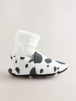 Blanc/noir imprimé vache - Chaussures bottines chaussettes bébé (0-18mois)