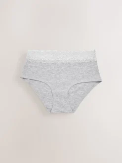 Blanc/Noir/Gris - Lot de 4 culottes en coton et dentelle