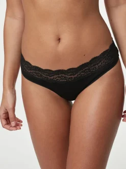 Blanc/Noir/Gris - Lot de 4 culottes en coton et dentelle