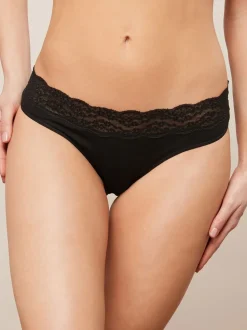 Blanc/Noir/Gris - Lot de 4 culottes en coton et dentelle