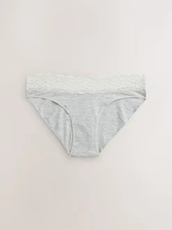 Blanc/Noir/Gris - Lot de 4 culottes en coton et dentelle