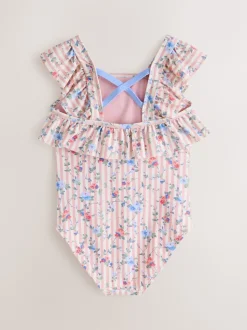 Blanc/Rose - Maillot de bain Laura Ashley à volants
