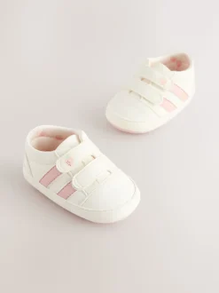 Blanc/Rose - Touch Fasten Bébé Trainers (0-24mths)