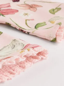Blanc/Rose/Lapin/Floral - Ensemble haut à manches longues et legging bébé (0mois-2ans)