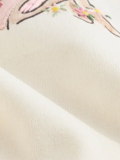 Blanc/Rose/Lapin/Floral - Ensemble haut à manches longues et legging bébé (0mois-2ans)