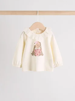 Blanc/Rose/Lapin/Floral - Ensemble haut à manches longues et legging bébé (0mois-2ans)