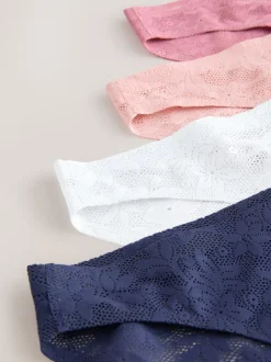 Blanc/Rose/Praline Nude - Lot de 7 culottes en dentelle collée Comfort